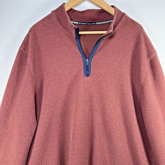 Southern Tide Men's XXL Outbound Quarter Zip Pullover Brown Heather Waffle Knit - Picture 2 of 13